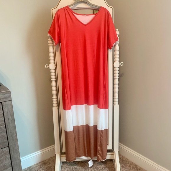 NWT Colorblock Maxi Dress Sz LG - Picture 3 of 8